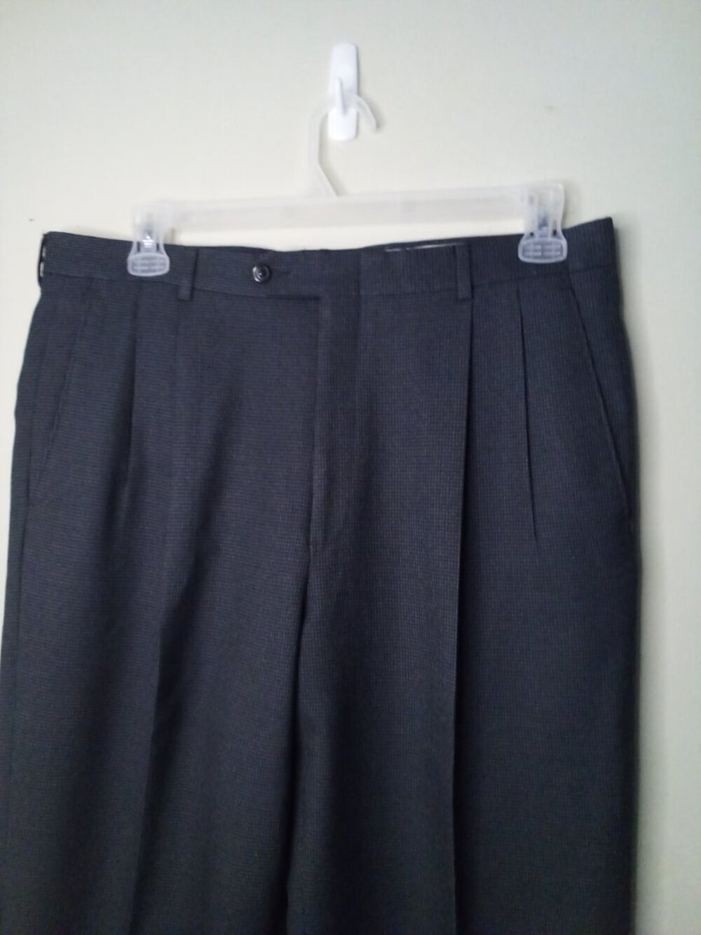Hart Schaffner Marx Pants Men 34 x 31 Pleats Trousers Check Gray - Picture 4 of 16